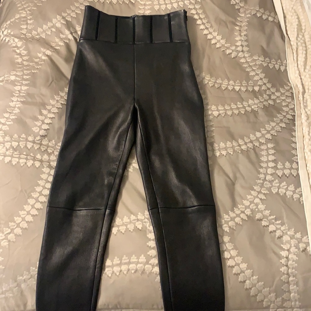 Alaia Black Leather Leggings Size 38